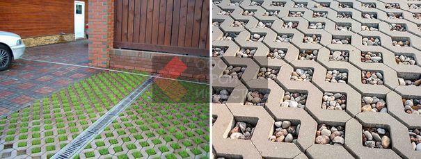 Пластиковые и бетонные газонные решетки